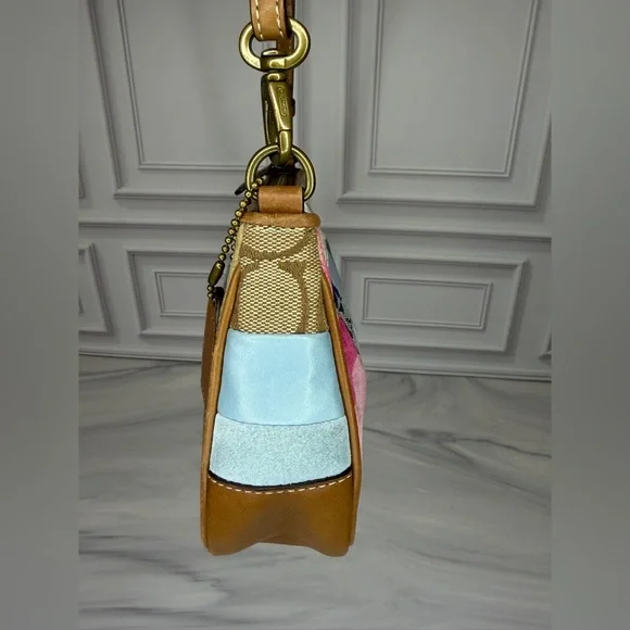 Coach Multicolor Patchwork Shoulder Bag with Tan Leather Trim | Y2K - Picture 3 of 11